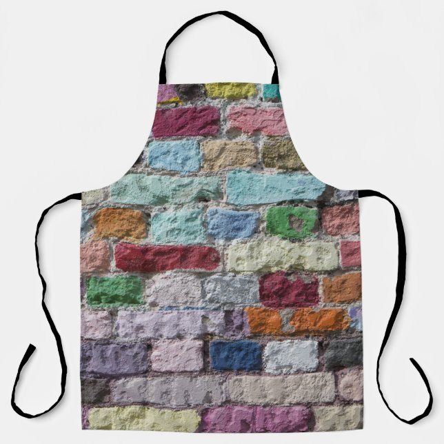 Colourful Painted Brick Wall Texture Apron (Front)