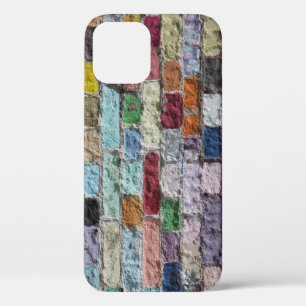 Colourful Painted Brick Wall Texture iPhone 12 Case