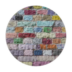 Colourful Painted Brick Wall Texture Cutting Board