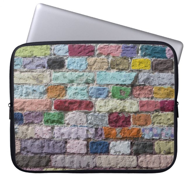 Colourful Painted Brick Wall Texture Laptop Sleeve (Front)