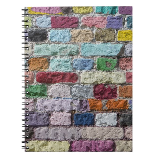 Colourful Painted Brick Wall Texture Notebook (Front)