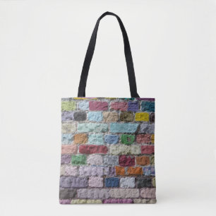 Colourful Painted Brick Wall Texture Tote Bag