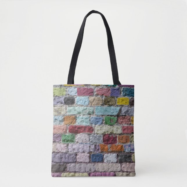 Colourful Painted Brick Wall Texture Tote Bag (Front)