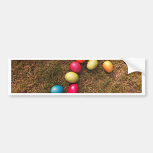 Colourful Painted Eggs in Garden, Easter Egg Bumper Sticker