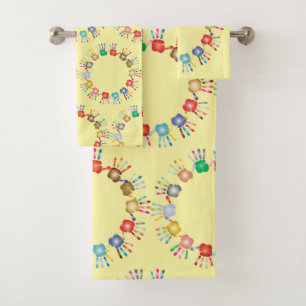 Colourful Painted Hands *Colour Customisable* Bath Towel Set