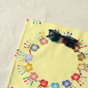 Colourful Painted Hands *Colour Customisable* Beach Towel