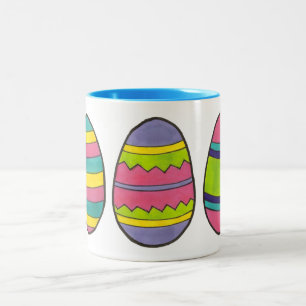 Colourful Painted Happy Easter Egg Hunt Eggs Two-Tone Coffee Mug
