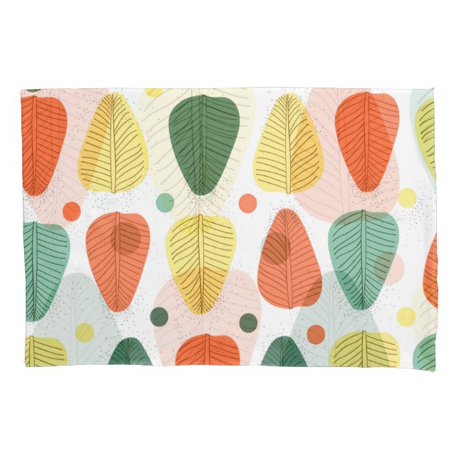 Colourful painted leaves, bright business backgrou pillowcase (Front)