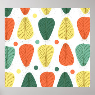 Colourful painted leaves, bright business backgrou poster