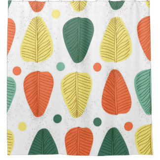 Colourful painted leaves, bright business backgrou shower curtain