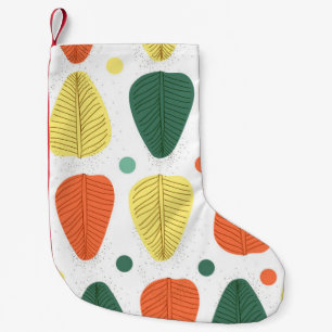 Colourful painted leaves, bright business backgrou small christmas stocking