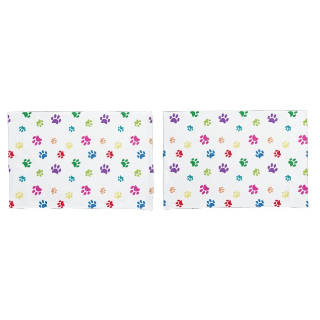 Colourful Painted Paw Prints Pillowcase (Front-Set)