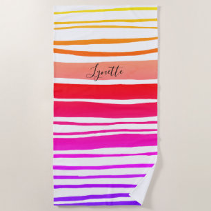 Colourful painted stripes  beach towel