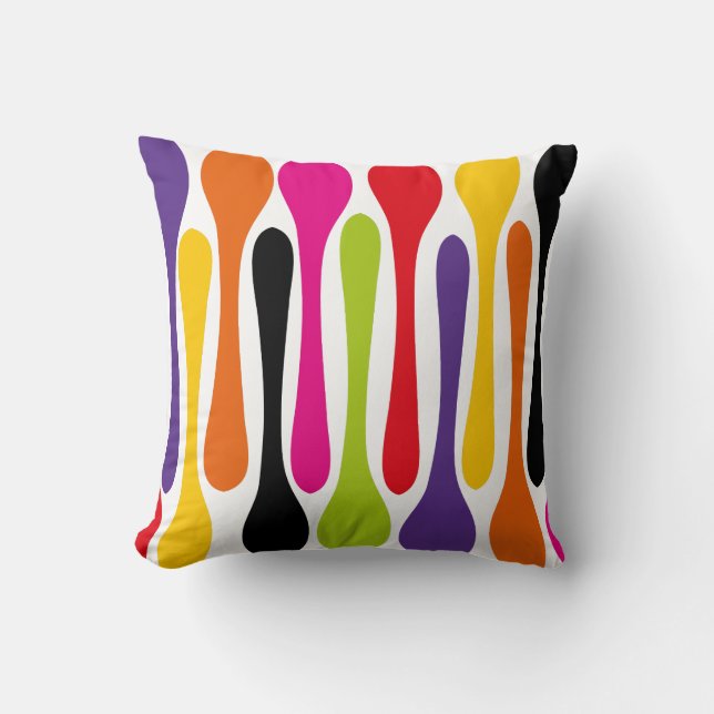 Colourful Painted Stripes Cushion (Front)