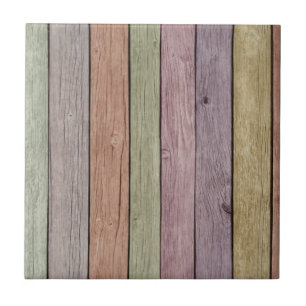 Colourful Painted Weathered Wood Tile