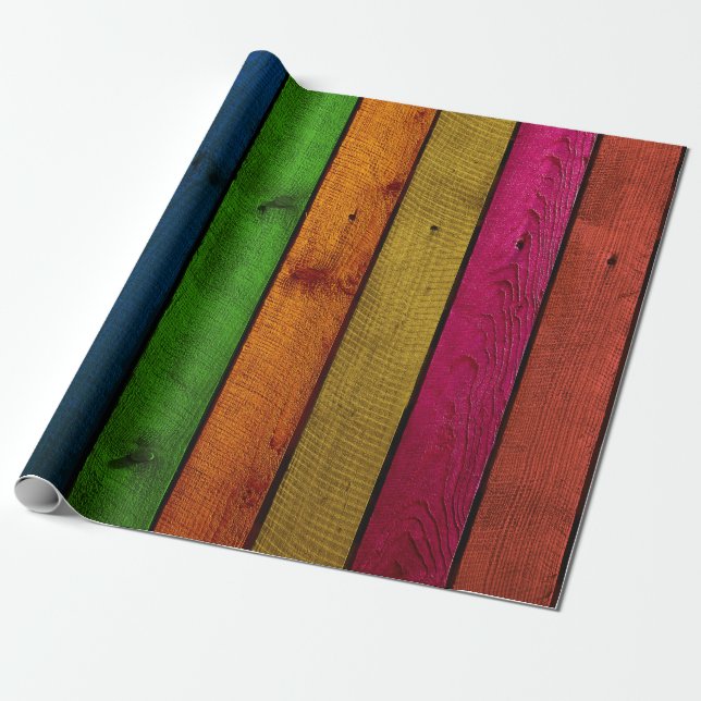 Colourful painted wood wrapping paper (Unrolled)