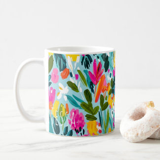 Colourful Painterly Botanical Art Coffee Mug