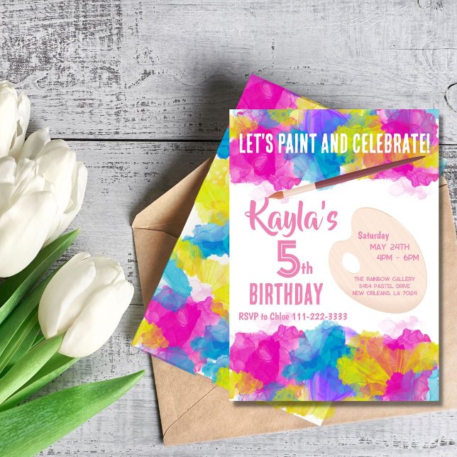 Colourful Painting Girl Birthday Party Invitation (Creator Uploaded)