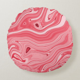 Colourful paintings of marbling, red marble ink pa round cushion