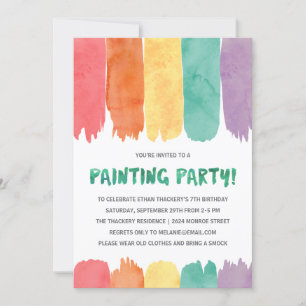 Colourful Paints Art/Painting Birthday Party Invitation