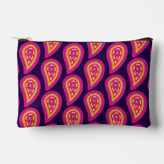 Colourful Paisley Accessory Pouch (Front)