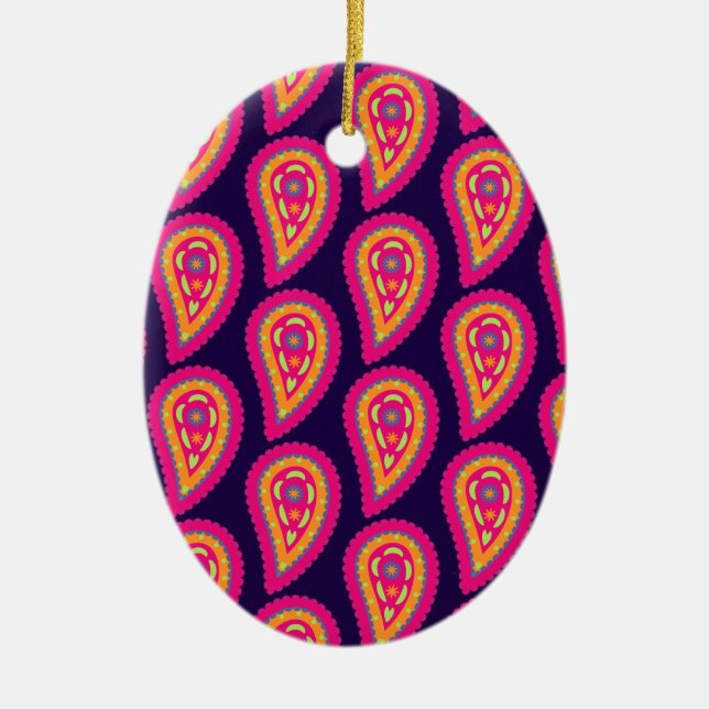 Colourful Paisley Ceramic Ornament (Front)