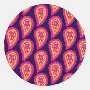 Colourful Paisley Classic Round Sticker