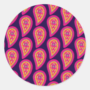Colourful Paisley Classic Round Sticker