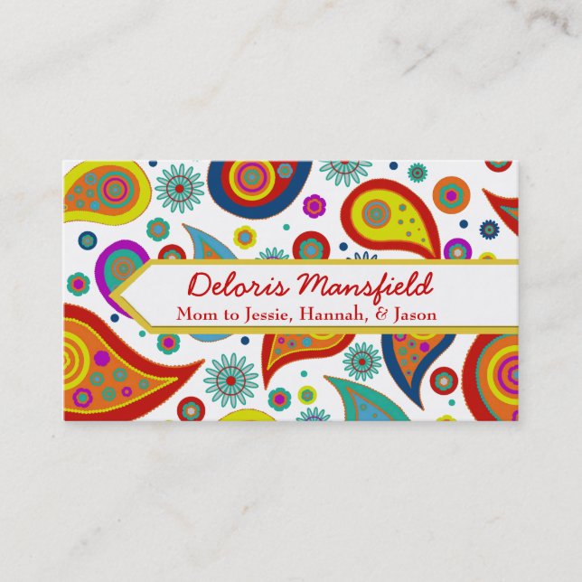 Colourful Paisley Custom Mummy Card (Front)