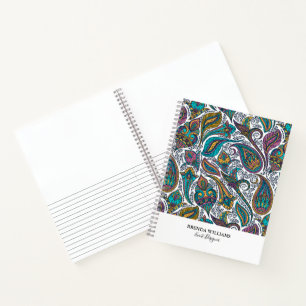 Colourful paisley ethnic pattern notebook