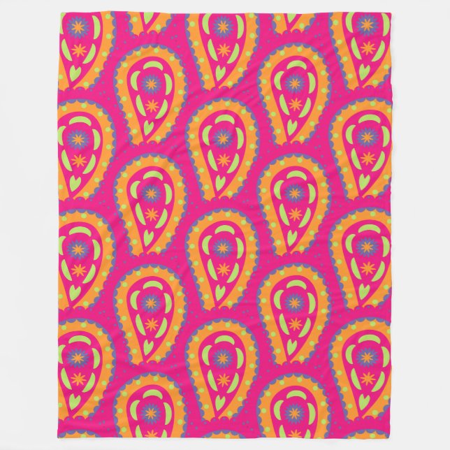 Colourful Paisley Fleece Blanket (Front)