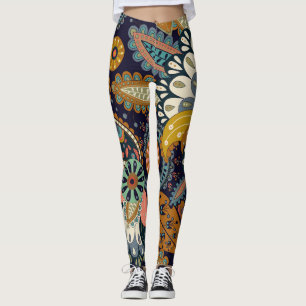 Colourful Paisley: Floral Indian Wallpaper. Leggings