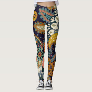 Colourful Paisley: Floral Indian Wallpaper. Leggings
