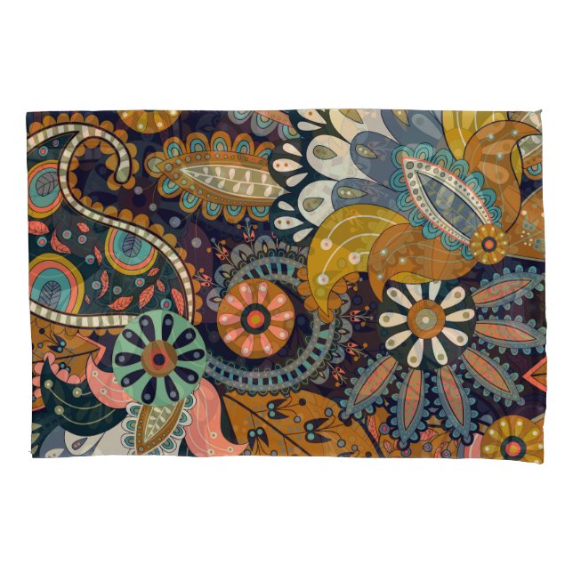 Colourful Paisley: Floral Indian Wallpaper. Pillowcase (Front)