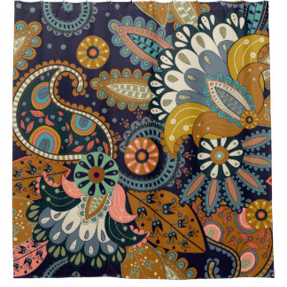 Colourful Paisley: Floral Indian Wallpaper. Shower Curtain