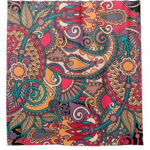 Colourful Paisley Floral Ornament Shower Curtain