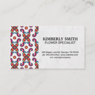 Colourful Paisley Flower Pattern Business Card