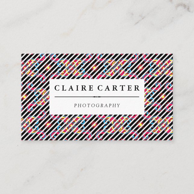 Colourful Paisley Flower Pattern Business Card (Front)