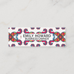 Colourful Paisley Flower Pattern Mini Business Card
