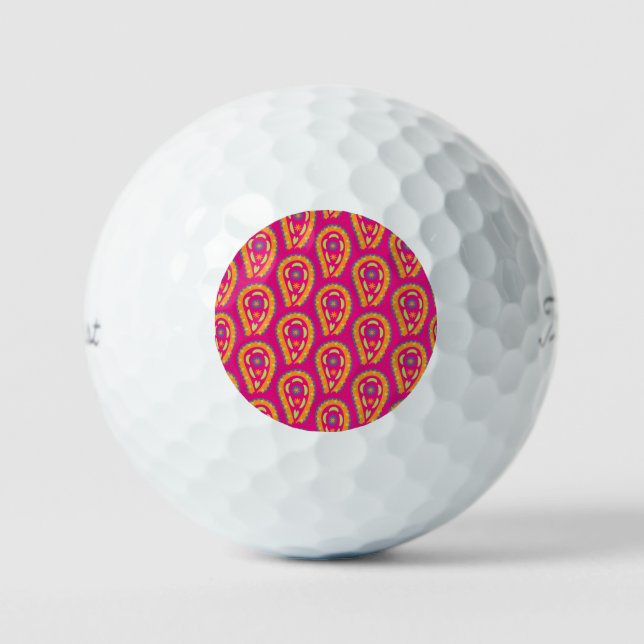 Colourful Paisley Golf Balls (Front)