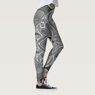 Colourful Paisley in Black and white Leggings