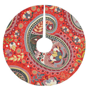 Colourful Paisley Indian Seamless Pattern Brushed Polyester Tree Skirt