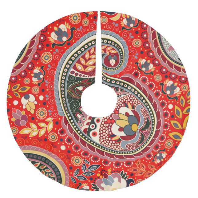 Colourful Paisley Indian Seamless Pattern Brushed Polyester Tree Skirt (Front)