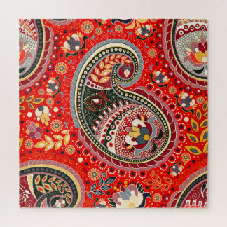 Colourful Paisley Indian Seamless Pattern Jigsaw Puzzle