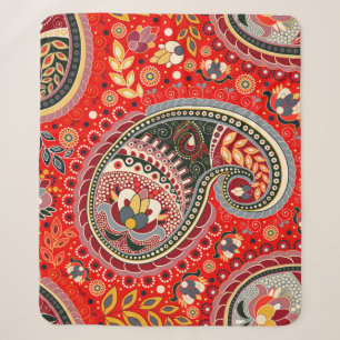 Colourful Paisley Indian Seamless Pattern Sherpa Blanket