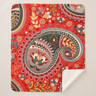 Colourful Paisley Indian Seamless Pattern Sherpa Blanket