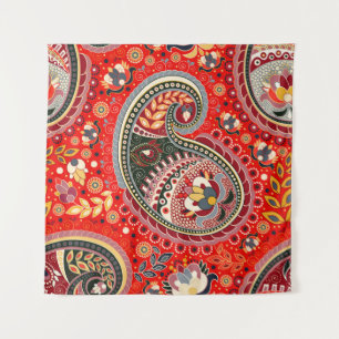 Colourful Paisley Indian Seamless Pattern Tapestry