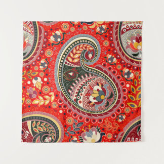Colourful Paisley Indian Seamless Pattern Tapestry