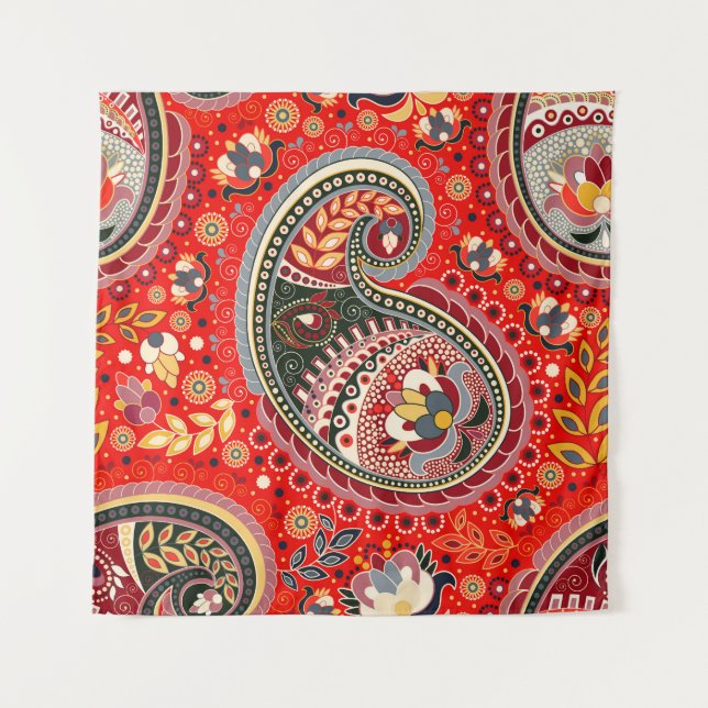 Colourful Paisley Indian Seamless Pattern Tapestry (Front)