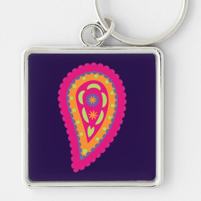 Colourful Paisley Key Ring (Front)